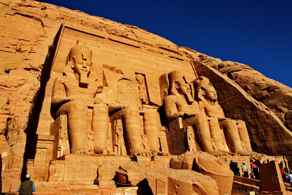 a photo showing Abu Simbel Temple in Aswan, Egypt